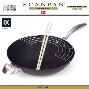 Антипригарный Вок PRO IQ с решеткой для темпуры и палочками, D 32 см, SCANPAN