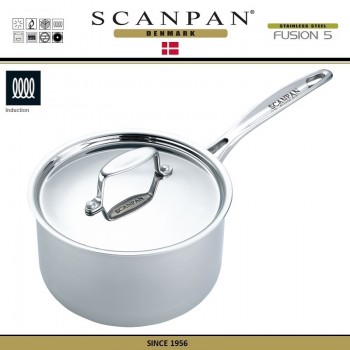 Ковш Fusion5 с крышкой, D 16 см, V 1.9 л, индукционная, сталь 18/10, SCANPAN