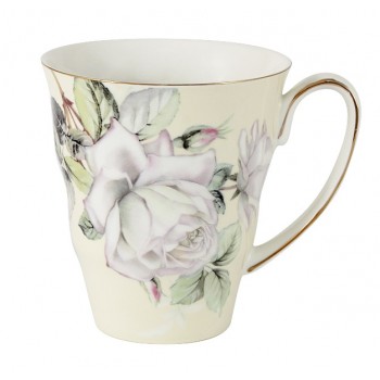 Кружка White Roses, 350 мл, костяной фарфор, позолота, Colombo