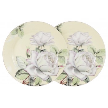 Десертные тарелки White Roses, 2 шт, костяной фарфор, позолота, Colombo
