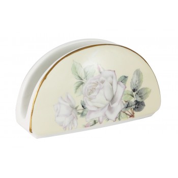 Салфетница White Roses, костяной фарфор, позолота, Colombo