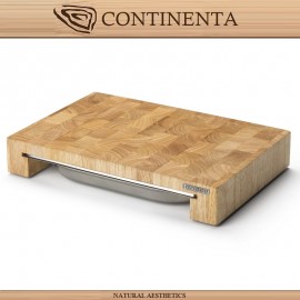 Блок мясника Butсher с емкостью-подносом, 39 x 27 см, каучуковое дерево, сталь, Continenta
