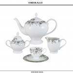 Чайный сервиз Estelle, 21 предмет на 6 персон, костяной фарфор, Emerald