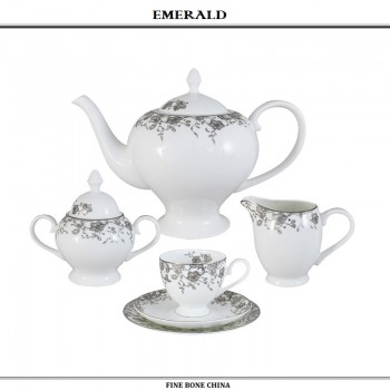 Чайный сервиз Estelle, 21 предмет на 6 персон, костяной фарфор, Emerald