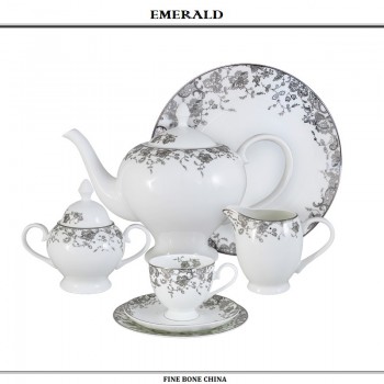 Чайный сервиз Estelle, 40 предметов на 12 персон Эстель, костяной фарфор, Emerald
