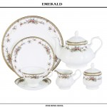Чайный сервиз Isabella, 40 предметов на 12 персон, костяной фарфор, Emerald