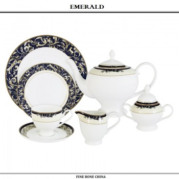 Сервиз чайный Olimpia, 40 предметов на 12 персон, костяной фарфор, Emerald