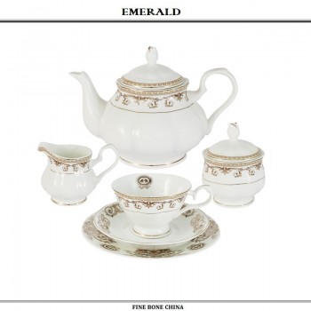 Чайный сервиз Versace Gold, 21 предмет на 6 персон, костяной фарфор, Emerald