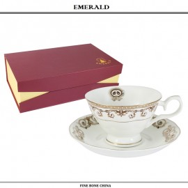 Набор чайных пар Versace Gold, 12 предметов на 6 персон, костяной фарфор, Emerald