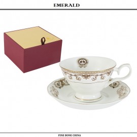 Пара чайная Versace Gold, 200 мл, костяной фарфор, Emerald