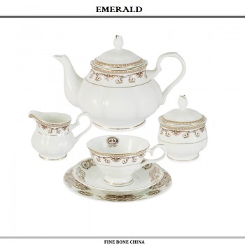 Чайный сервиз Versace Gold, 40 предметов на 12 персон, костяной фарфор, Emerald