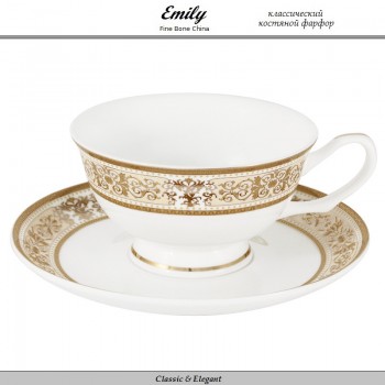 Чашка с блюдцем Charlotte, 200 мл, костяной фарфор, Emily