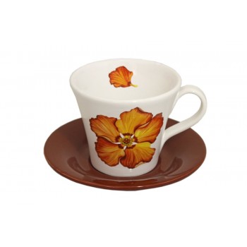 Чашка с блюдцем Гибискус, 350 мл, Nuova Cer