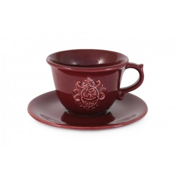 Чашка с блюдцем Аральдо (бордовый), V 0,4 л, Nuova Cer