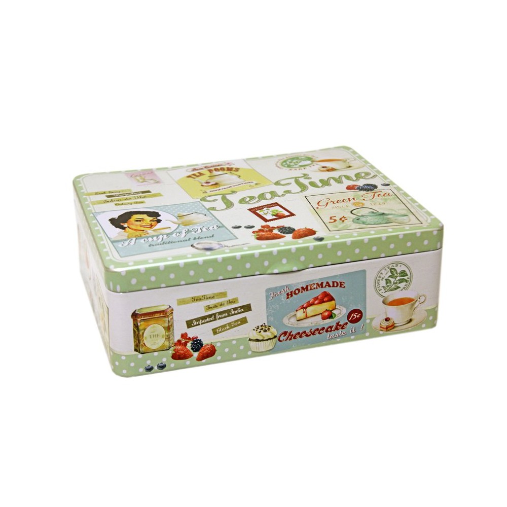 Коробка для чайных пакетиков, H 7 см, L 20,5 см, W 16 см, жесть, серия "Винтаж", R2S
