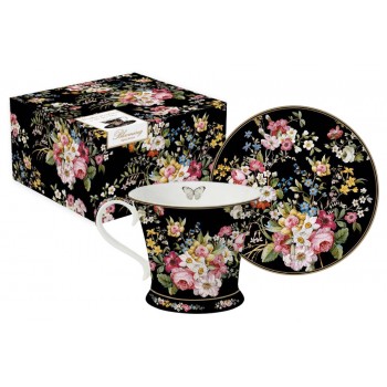 Чайная пара, 300 мл, костяной серия Blooming Opulence Black, Easy Life