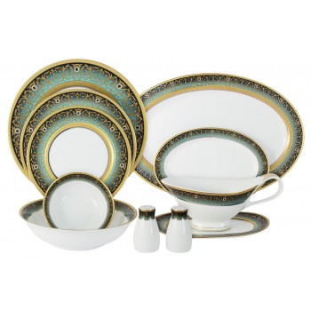 Обеденный сервиз 28 предметов на 6 персон Принц (бирюза), Shibata
