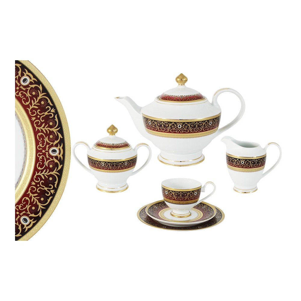 Чайный сервиз 23 предмета на 6 персон Принц (бордо), Shibata