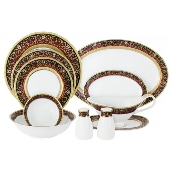 Обеденный сервиз 28 предметов на 6 персон Принц (бордо), Shibata