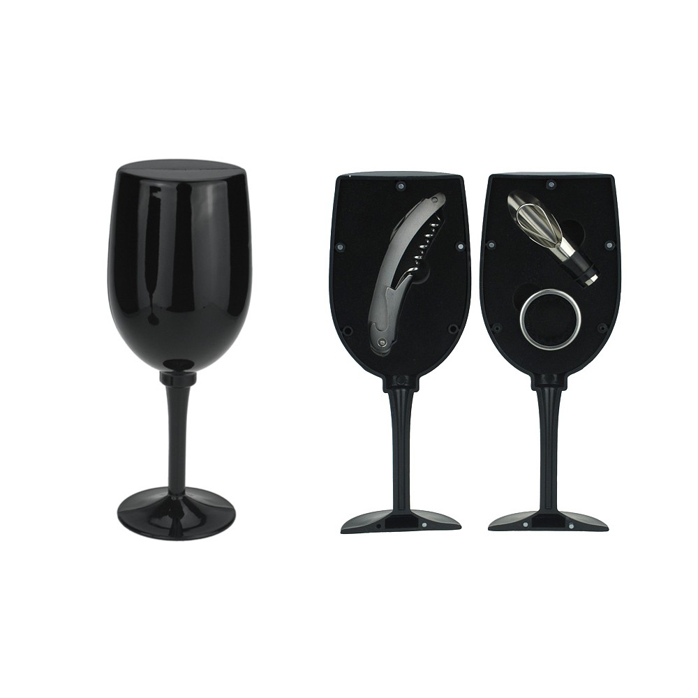 Винный набор 3 пр. Фужер черный глянцевый, Wine Tools