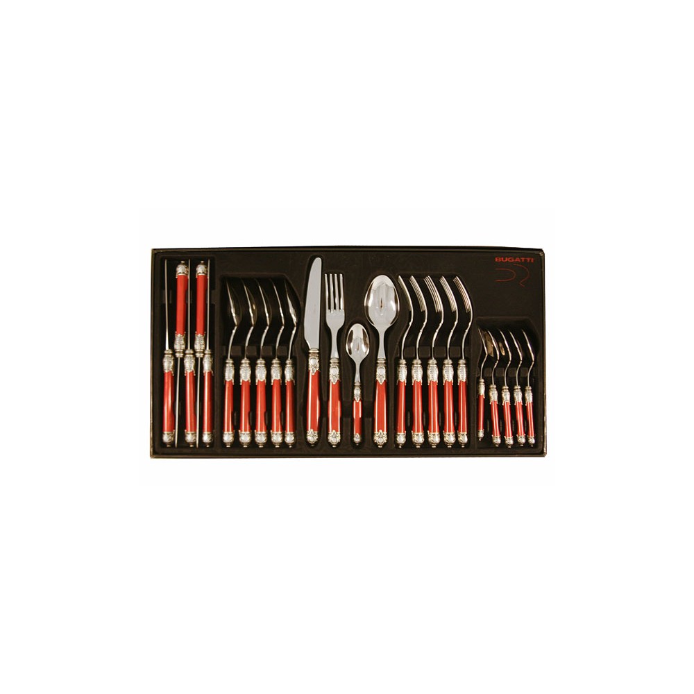 Набор столовых приборов 24 предмета на 6 персон Samarkand (бордовый/серебро), Bugatti