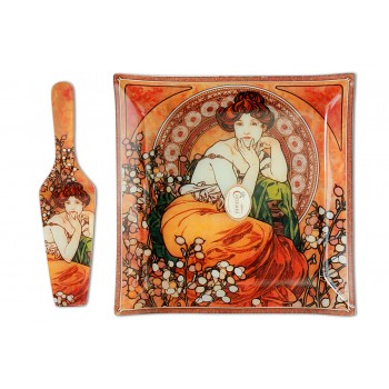 Набор для торта: блюдо с лопаткой Топаз (А. Муха), D 30 см, Carmani