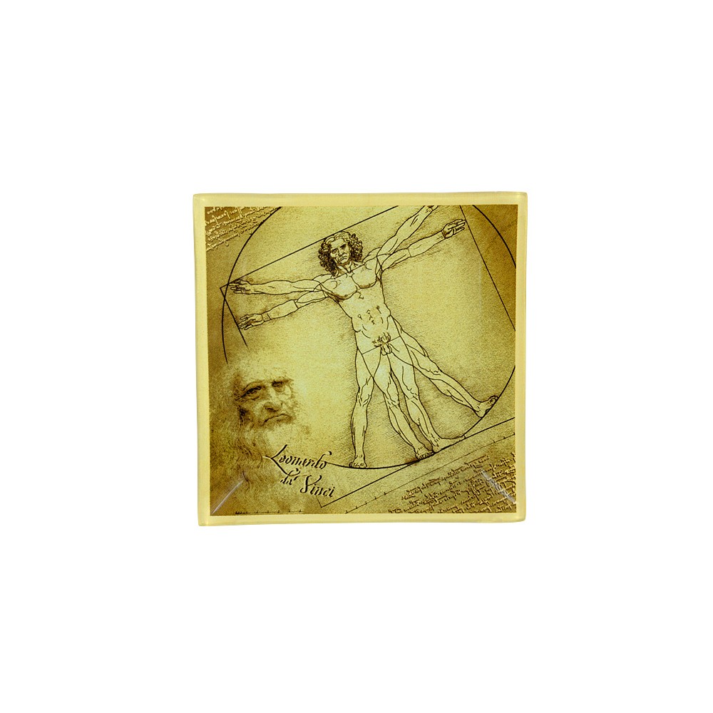 Тарелка квадратная Витрувианский человек (Л. да Винчи), L 13 см, W 13 см, Carmani