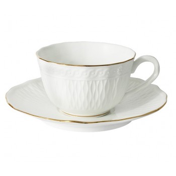 Чашка с блюдцем Bianca, 170 мл, костяной позолота, Colombo