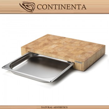 Блок мясника Butсher с емкостью-подносом, 39 x 27 см, каучуковое дерево, сталь, Continenta