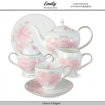 Чайный сервиз Blush Flowers, 21 предмет на 6 персон, костяной Emily