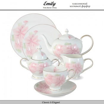 Чайный сервиз Blush Flowers, 40 предметов на 12 персон, костяной Emily