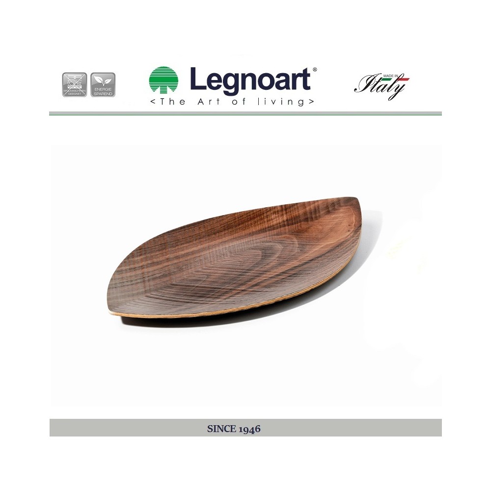 Блюдо малое деревянное сервировочное, ручная работа, дерево орех, L 33 см, W 19,5 см, Legnoart