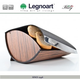 Дизайнерская хлебница ручной работы, дерево ореха, белая эко-кожа, Legnoart