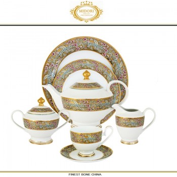 Чайный сервиз Rozy Edge, 42 предмета на 12 персон, костяной Midori