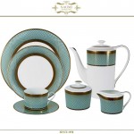 Сервиз чайный Turquoise, 40 предметов на 12 персон, костяной Naomi