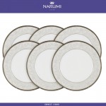 Набор десертных (закусочных) тарелок Nocturne, 6 шт, D 23 см, костяной посеребрение, NARUMI
