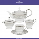 Сервиз чайный Nocturne 17 предметов на 6 персон, костяной посеребрение, NARUMI