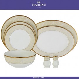 Обеденный сервиз Nocturne Gold 23 предмета на 6 персон, костяной позолота, NARUMI
