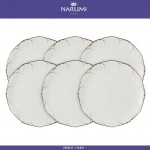 Набор десертных (закусочных) тарелок White with Gold, 6 шт, D 23 см, костяной позолота, NARUMI