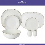 Обеденный сервиз White with Gold 23 предмета на 6 персон, костяной позолота, NARUMI