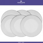 Набор из 6 обеденных тарелок Breeze, D 27 см, костяной посеребрение, Narumi