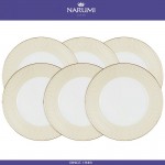 Набор из 6 обеденных тарелок Breeze Gold, D 27 см, костяной позолота, Narumi