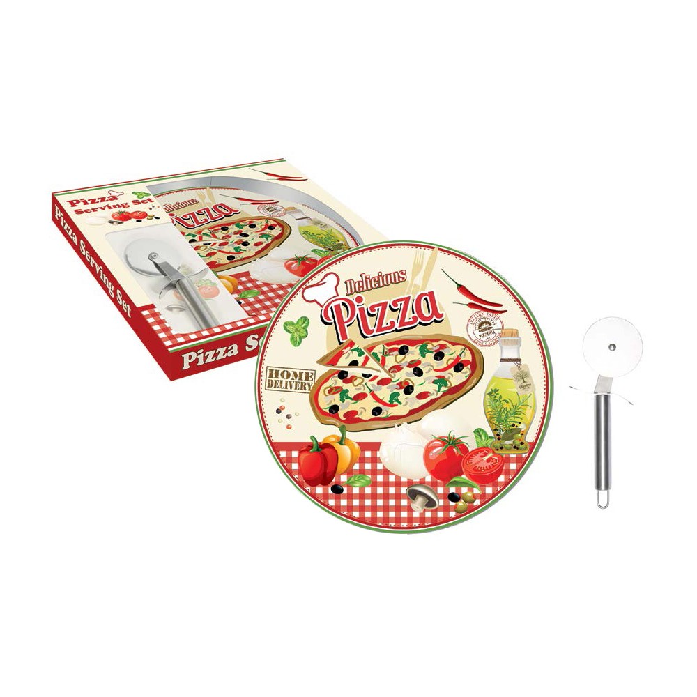 Набор для пиццы: тарелка + нож, D 35 см, серия "Патиссери", R2S