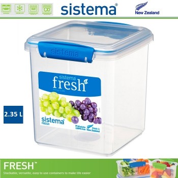 Контейнер большой, FRESH синий, 2.35 л, эко-пластик пищевой, SISTEMA