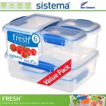 Набор контейнеров, FRESH синий, 6 предметов, эко-пластик пищевой, SISTEMA