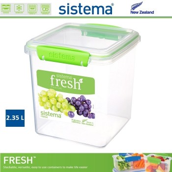 Контейнер большой, FRESH зеленый, 2.35 л, эко-пластик пищевой, SISTEMA
