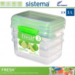 Набор контейнеров, FRESH зеленый, 3 шт по 1 л, эко-пластик пищевой, SISTEMA