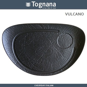 Блюдо-доска VULCANIA для стейка с выемкой под соусник, 37 x 25 см, Tognana