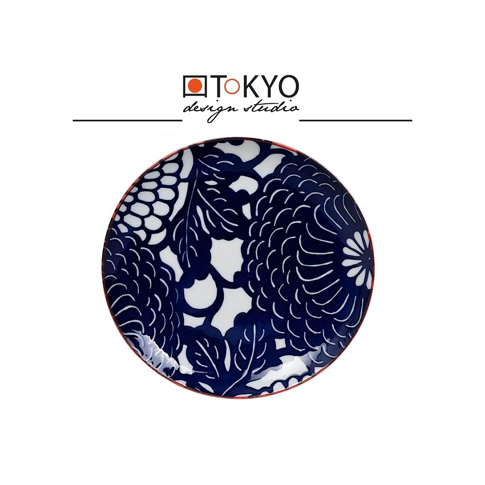 Обеденная тарелка SHIKI синий пион, D 25.7 см, TOKYO DESIGN