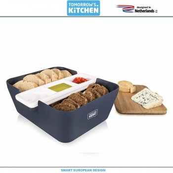 Набор для подачи хлеба и закусок, керамика, дерево, серый, Tomorrow's Kitchen